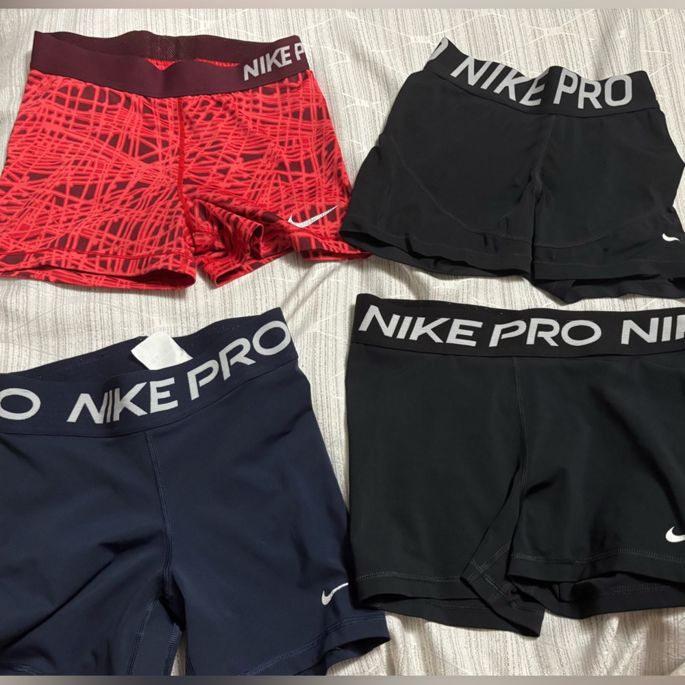 Nike Women's Athletic Shorts - Red, Black, and Navy